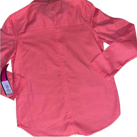 TEEZHER BUTTON DOWN SHIRT COTTON WOMEN LONG SLEEVE POCKETS PINK COLOR SIZE SMALL - Picture 7 of 14